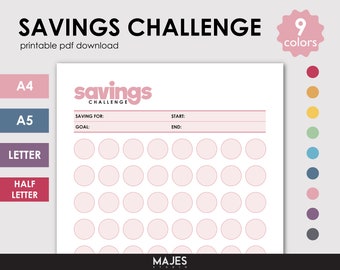 Afdrukbare spaaruitdaging, bijsluiters voor contant budget (pdf-download)