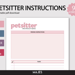 Pet Sitter, Pet Sitter Forms, Pet Sitter Notes, Pet Sitting, Pet Care Planner, Pet Sitter Templates, Pet Sitter Form, Pet Care Printable