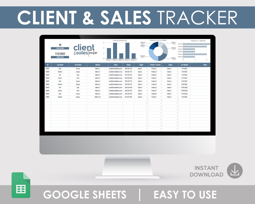 Client Sales Tracker: Google Sheet Template | Business Organizer ...