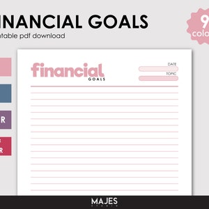 Financial Goal, Financial Planner, Goal Planner, Life Planner, Goals Tracker, Goal Setting, Financial Goals, Financial Reflection
