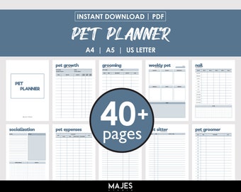 Pet Care Planner, Dog Cat Printable Template (PDF)