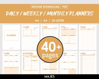 Daily Planner Pdf, Weekly Planner Pdf, Monthly Planner Pdf, Project Printable, Work Planner, Weekly Tasks, Productivity Planner, Printable