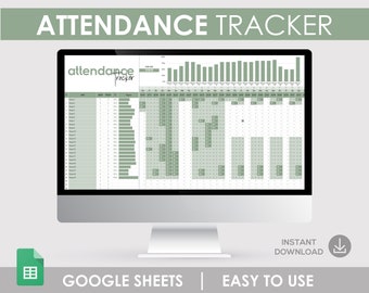 Attendance Tracker Google Sheet, Digital Teacher Planner (Digital Download)