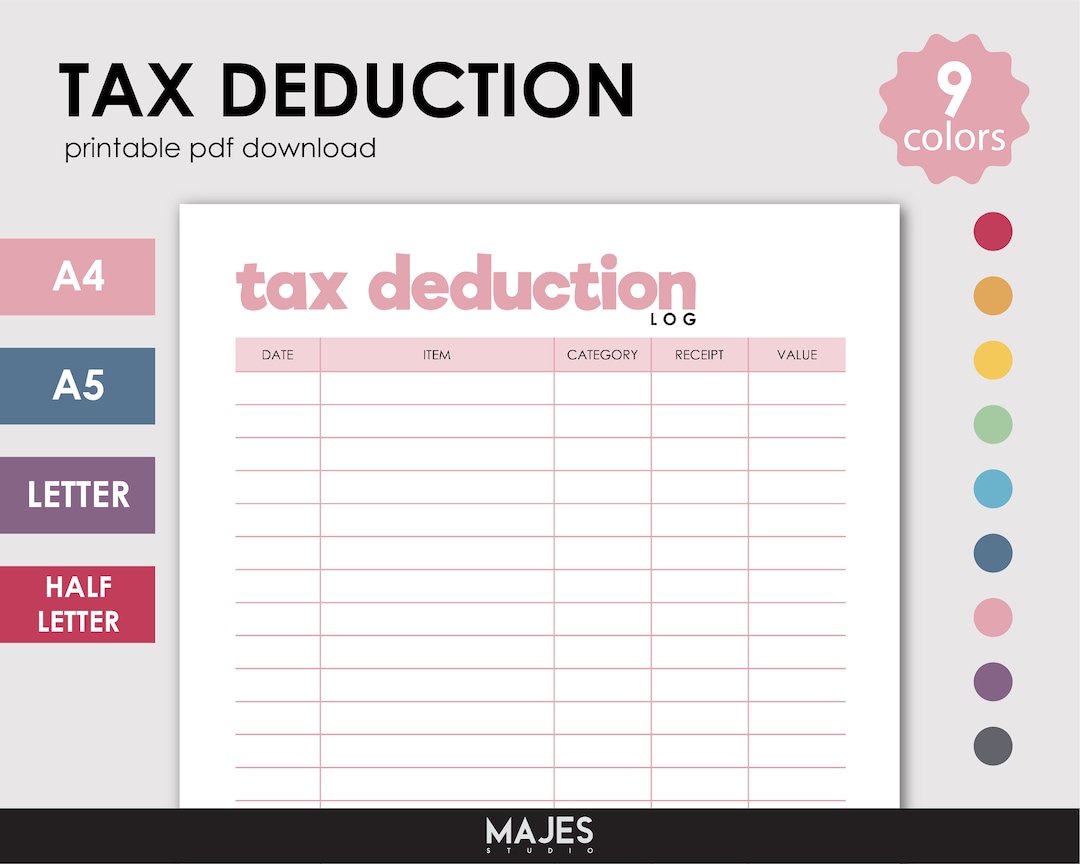 Tax Tracker, Tax Deduction, Tax Break Tracker, Tax Printable, Tax ...