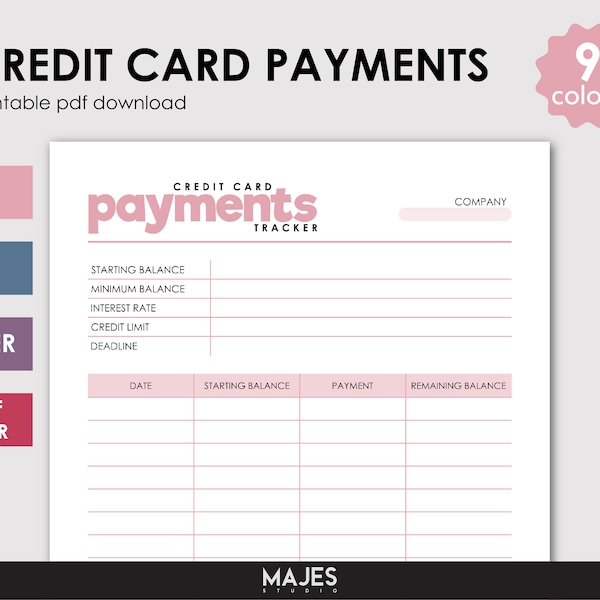 Credit Card Payment, Tracker Printable, Debt Payment, For Goodnotes, Digital Download, Instant Download, Finance Printable, Planner Insert