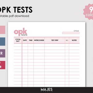 Journal de test OPK, suivi de la fertilité, planificateur TTC (impressions numériques)