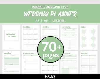 Hochzeitsplaner Printable, Checkliste mit mehr als 70 Seiten (PDF Download)