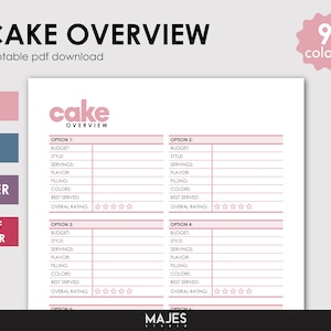 Planificateur De Gâteaux De Mariage, Modèle De Conception De Gâteaux, Organisateur De Dégustation De Gâteaux, Guide De Décoration De Gâteaux, Formulaire De Commande De Gâteaux, Suivi Du Budget De Gâteaux, Mariage