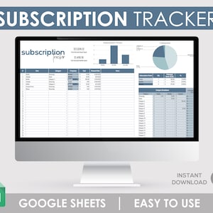 Subscription Tracker, Monthly Tracker, Google Sheets, Google Template, Excel Template, Monthly Subscription, Weekly Tracker
