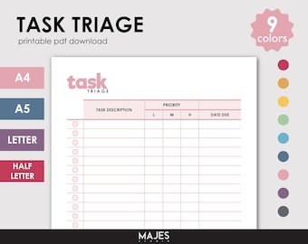 Task Triage Printable, Task List, Priority Tracker (Digital Download)