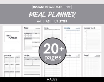 Weekly Meal Planner, Recipe Organizer, Grocery List (PDF Pattern)