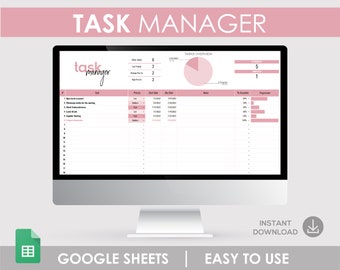 Task Manager Google Sheet – Daily Schedule & Habit Tracker (Digital Download)
