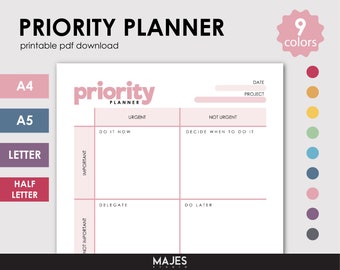 Matrice de planification des priorités, agenda quotidien (téléchargement numérique)