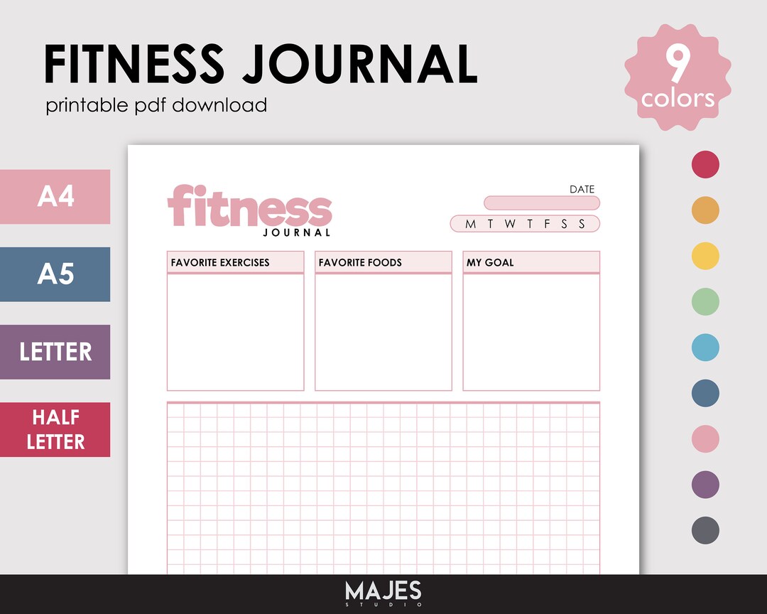 Printable Fitness Journal, Weight Loss Tracker (digital Download) - Etsy