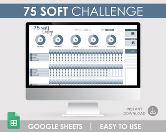 75 Soft Challenge Tracker, Daily Habit Google Sheet (Digital Download)