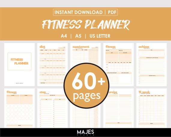 Weight Loss Fitness Planner, Wellness Self-Care Worksheet (Digital Download)
