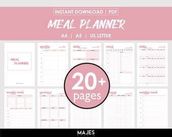 Meal Planner Bundle, Calorie Counter, Daily Food Journal, Weekly Food Log, Grocery List, Daily Menu Planning, Meal Plan Template, Food Prep
