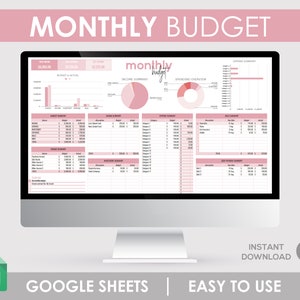 Monatlicher Budgetplaner: Google Sheet Template | Buch Organizer | Persönlicher Ausgaben-Tracker