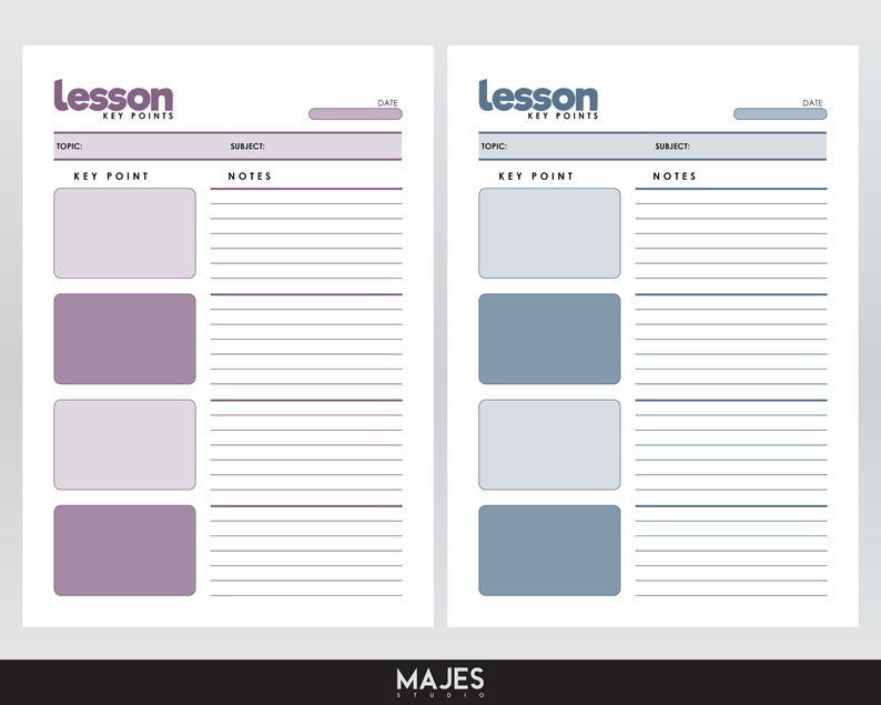 Lesson Key Points Template, Cornell Notes, School Planner (digital ...