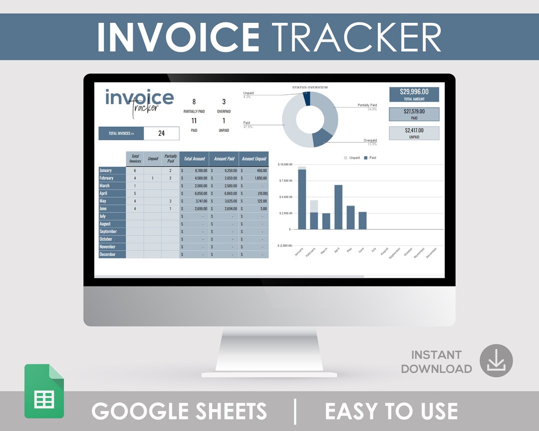 Invoice Tracker, Customer Payment Spreadsheet for Google Sheets ...