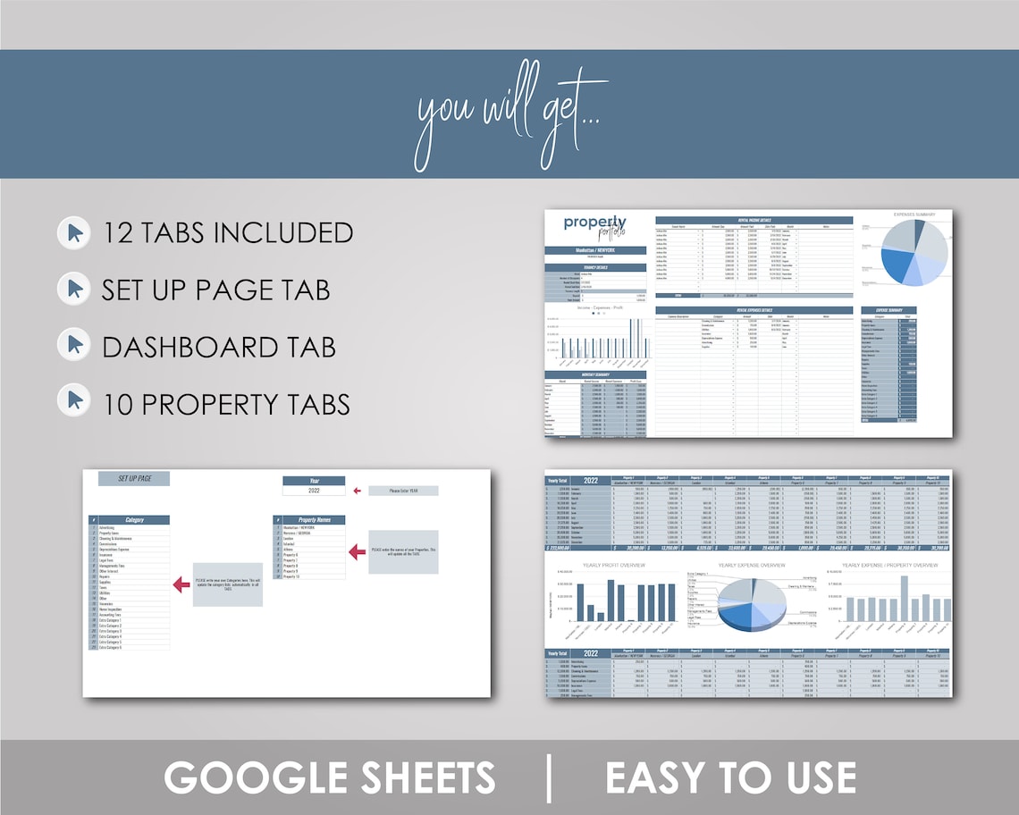 Landlord Management Tracker: Google Sheet Template | Property & Tenant ...