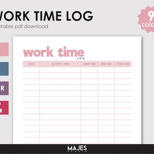Arbeitszeit-Tracker, druckbares Zeitbuch, druckbares Arbeitsbuch, Projektzeit-Tracker, Arbeitszeit-Log, Arbeitsaufgaben-Log, Projektzeit-Planer