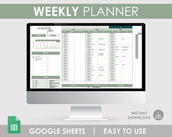 Weekly Planner, To Do List, Monthly Calendar (Google Sheet Template)