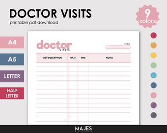 Doctor Visit Log, Health Tracker (A4, A5, Letter, Half Letter) (Digital Download)
