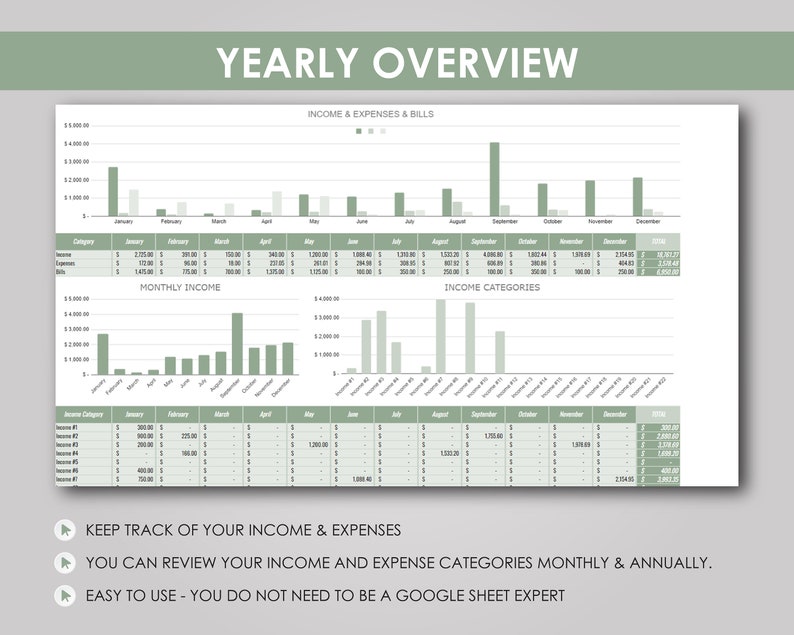 Income and Expense Tracker, Simple Budget Spreadsheet (google Sheets ...