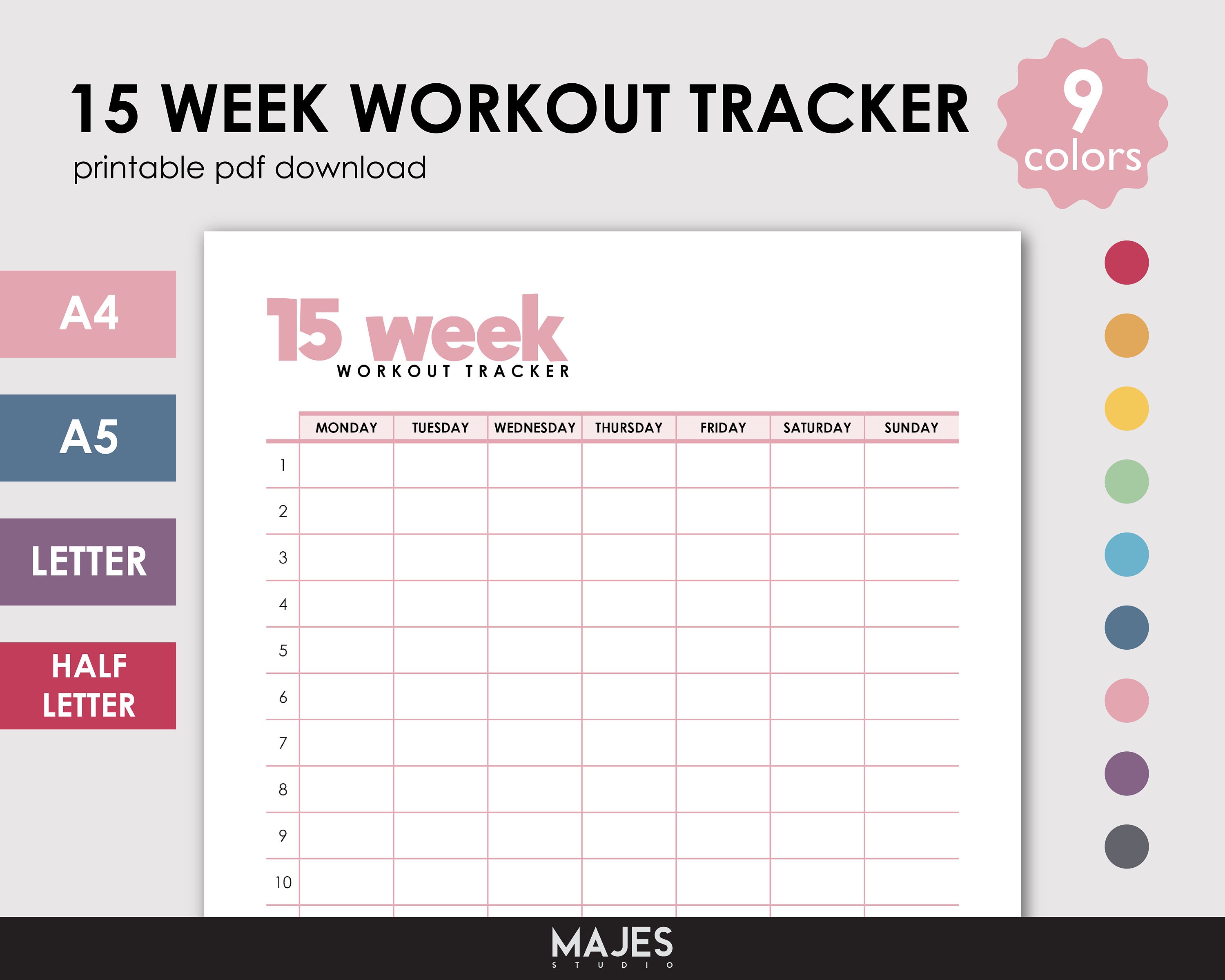 Week Data Tracker 15 Week Workout Tracker, Printable Fitness Log (digital Download) - Etsy