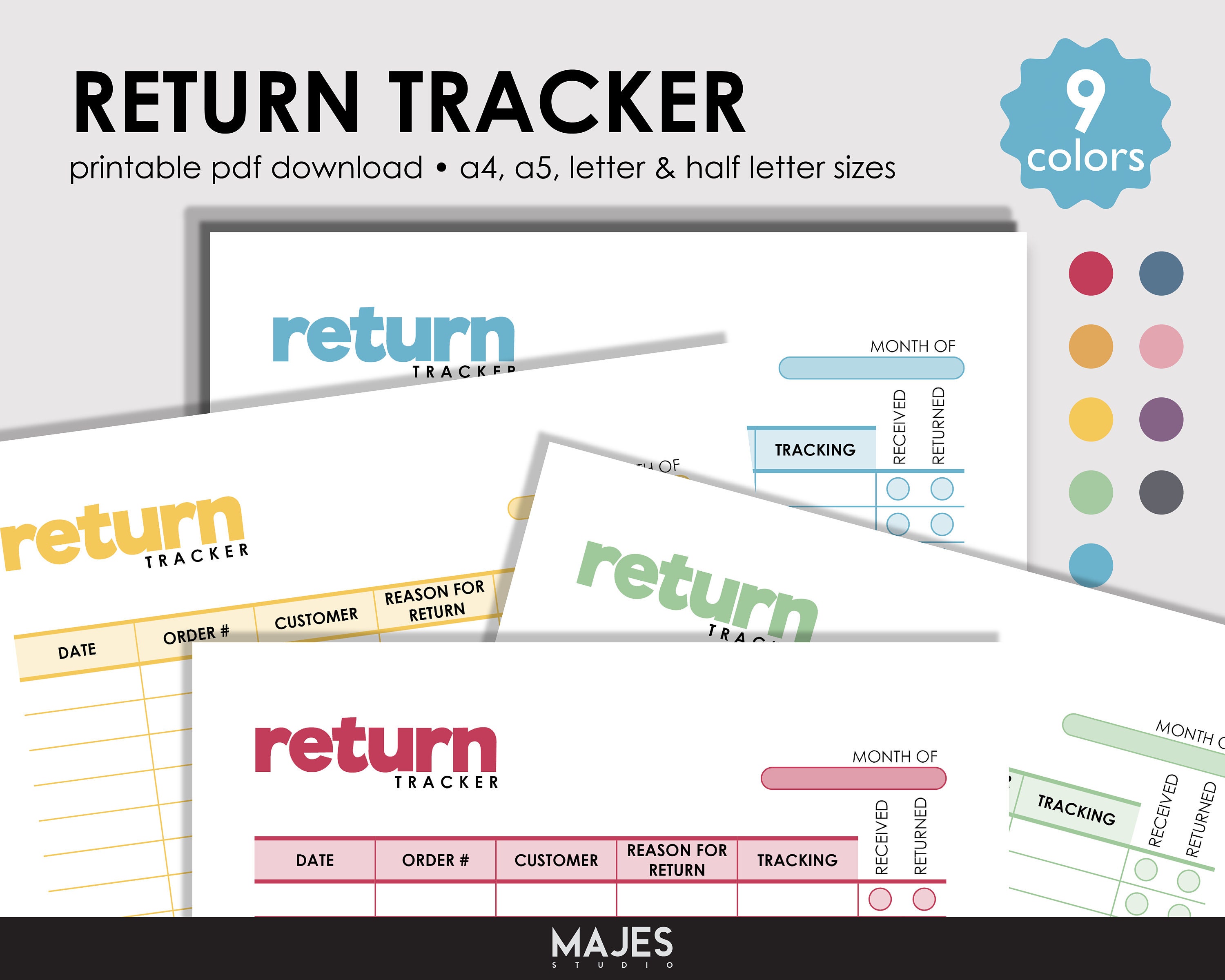 Returns Tracker Printable, Small Business Inventory Log (PDF Download ...