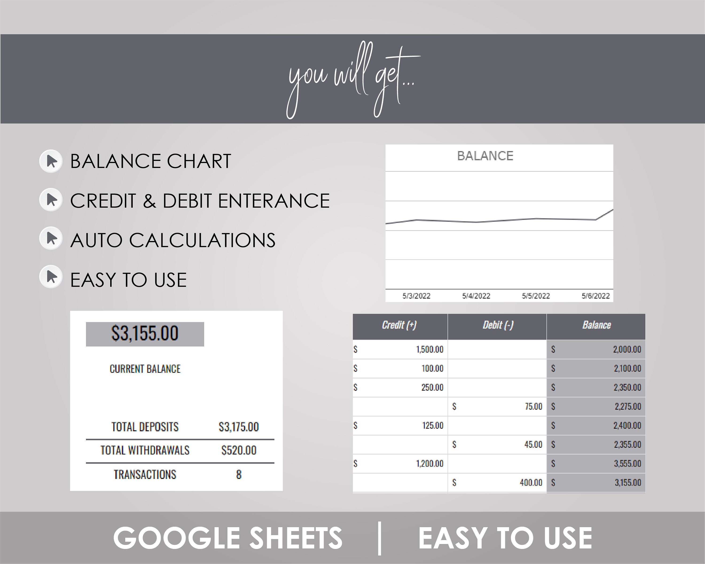 Checkbook Register Check Book Register Transaction Tracker Etsy