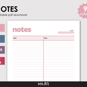Notes Page Printable, Lined Notes, Writing Paper, Note Template, Note Taking, Printable Notes, Notes Template, Digital Planner, Printable