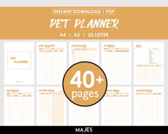 Pet Planner, Animal Organizer, Health & Activity Tracker (PDF)