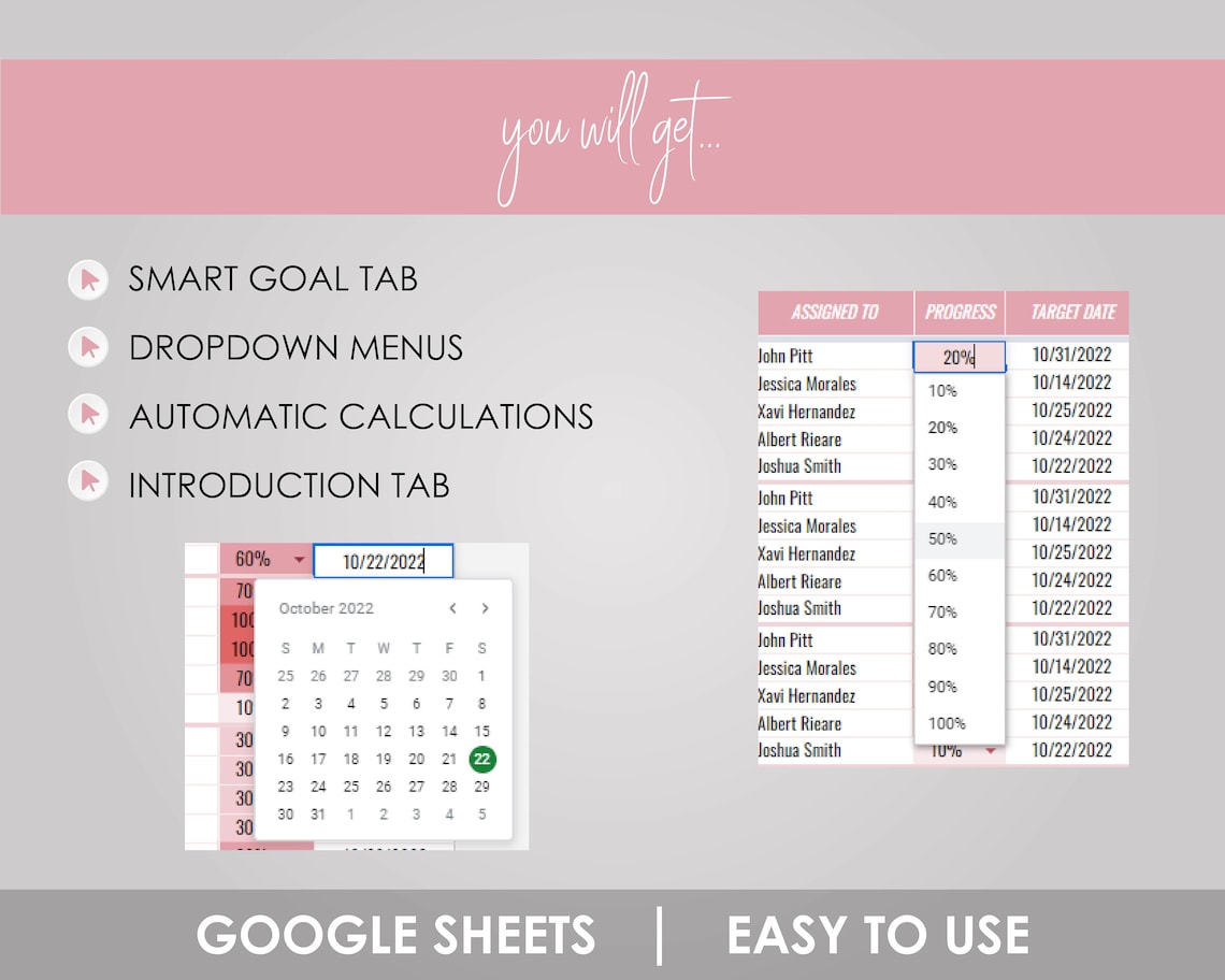 Smart Goal Templates, Digital Smart Goal, Minimal Smart Goal, Letter ...