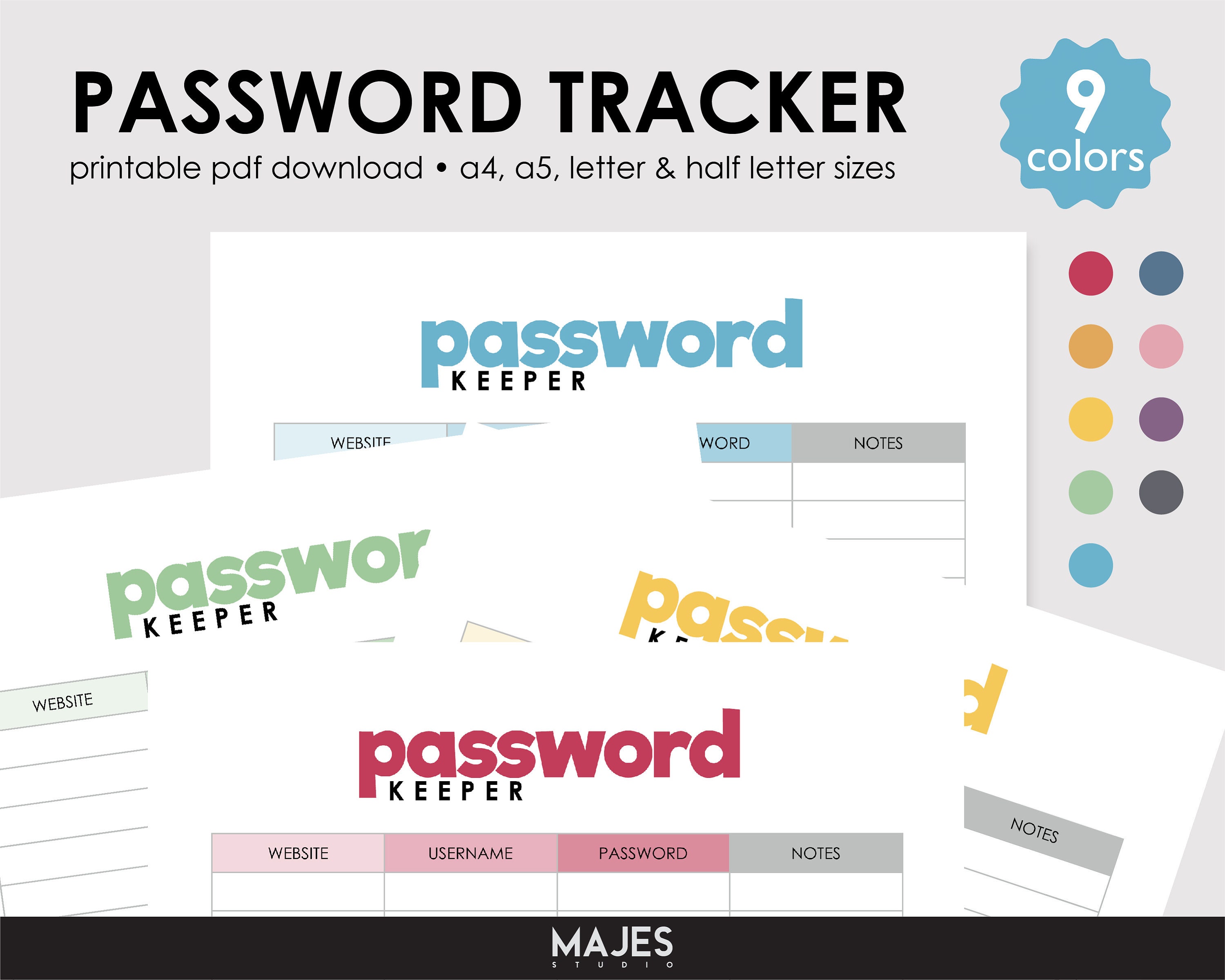 Password Tracker Printable, Website Login Keeper (digital Download) - Etsy