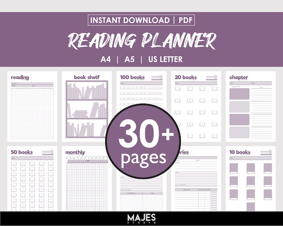 Reading Planner, Digital Reading Log, 100 Book Challenge (PDF)