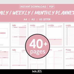 Weekly Planner, Instant Download, Digital Download, Planner Bundle, School Planner, Work Planner, College Planner, Minimal Pdf Printable