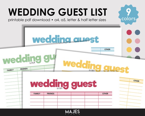 Guest Count List.pdf Wedding guest list counter | Honestweddingadvice.com