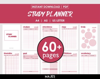Study Planning PDF: Ultimate Student Organizer Bundle | A4, A5, US Letter | Comprehensive Academic Guide