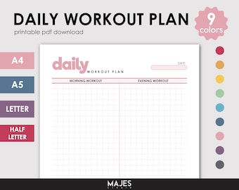 Plan de entrenamiento diario imprimible, tamaño carta A4 y A5 (descarga digital)