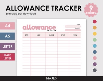 Printable Allowance Tracker, Chore & Savings List (Digital Download)