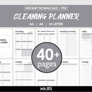 Cleaning Planner, Organization Bundle, Home Cleaning, Printable Planner, Cleaning Schedule, Daily Planner, Weekly Organizer Household Binder