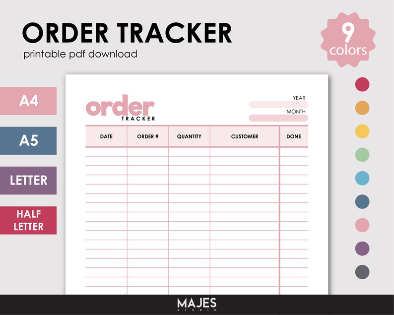 Order Tracker Printable, Craft Business Planner (digital Download ...
