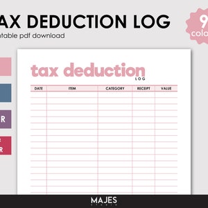 Tax Deduction, Deduction Tracker, Business Tax, Tax Write Offs, Tax Write Off, Deduction Worksheet, Tax Excel, Tax Spreadsheet, Deduction