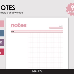 Notes Page Printable, Lined Notes, Writing Paper, Note Template, Note Taking, Printable Notes, Notes Template, Digital Planner, Printable
