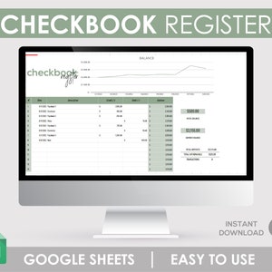 Checkbook Register Google Sheets, Account Tracker, Account Balance, Excel Template, Register Template, Spreadsheet, Check Register, Sheets