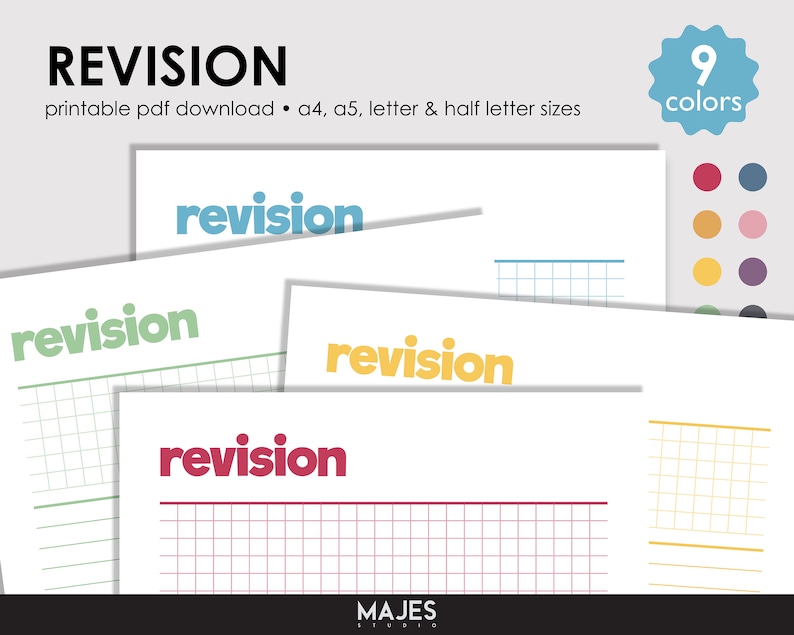 Exam Study Planner, Revision Timetable, Colorful Revision Sheet ...