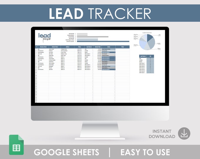 Lead Tracker & CRM Template | Google Sheets Sales Database | Small ...