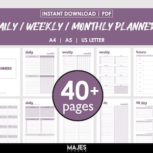 Daily Planner Pdf, Digital Planner, Goodnotes Planner, Planner Inserts, Daily Weekly Monthly, Planner Printables, A5 Planner Inserts Monthly